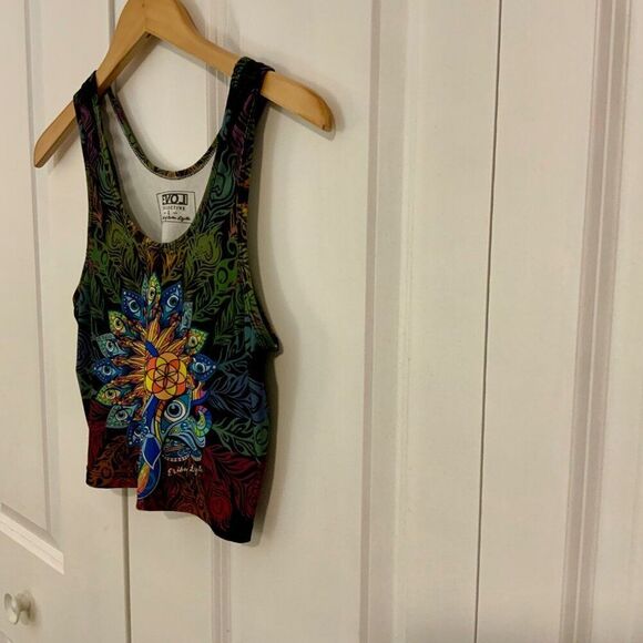 EVOL Collective Indigo Eye Peacock Peace Calm Crop Tank Top Large - Picture 6 of 11